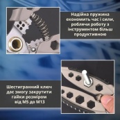 Інструмент для зняття ізоляції 16 в 1, стискання клем, зачистки проводів Мультитул стрипер. Зображення №5
