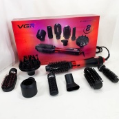 Фен-щітка стайлер VGR 8 в 1 V-488. Колір: червоний. Зображення №4