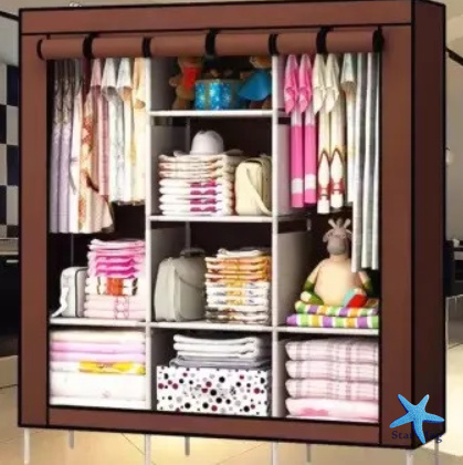 Шафа тканинна 3 секції складана з каркасом STORAGE WARDROBE 175 х 130 х 45 см. Колір: коричневий Шафа тканинна 3 секції складана з каркасом STORAGE WARDROBE 175 х 130 х 45 см. Колір: коричневий