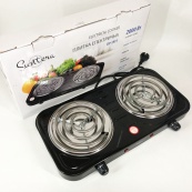 Плита электрическая Suntera DP-1915 2 кВт, электроплита 2 конфорки, плита двухкомфорочная. Цвет: черный. Изображение №5