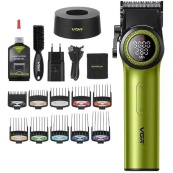 Професійна машинка для стрижки волосся VGR V-001 з дисплеєм 9000 об/хв та 10 насадками. Колір: зелений. Зображення №2