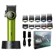 Професійна машинка для стрижки волосся VGR V-001 з дисплеєм 9000 об/хв та 10 насадками. Колір: зелений. Зображення №3