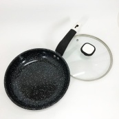 Сковорода UNIQUE UN-5114 22 см із кришкою граніт світлий багатошарове покриття. Зображення №2