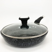 Сковорода UNIQUE UN-5114 22 см із кришкою граніт світлий багатошарове покриття. Зображення №4