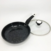 Сковорода UNIQUE UN-5114 22 см із кришкою граніт світлий багатошарове покриття. Зображення №6