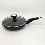 Сковорода UNIQUE UN-5114 22 см із кришкою граніт світлий багатошарове покриття. Зображення №7