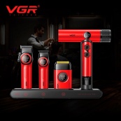 Набор VGR STEPLERSS RPO 4 IN 1 RED, машинка для стрижки, триммер, электробритва, фен. Изображение №2