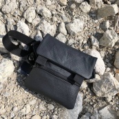 Тактична шкіряна сумка з кобурою, чоловічий месенджер, барсетка - чорний слінг, чоловіча сумка через плече. Зображення №14