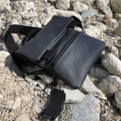 Тактична шкіряна сумка з кобурою, чоловічий месенджер, барсетка - чорний слінг, чоловіча сумка через плече. Зображення №15