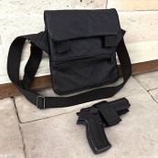 Тактична шкіряна сумка з кобурою, чоловічий месенджер, барсетка - чорний слінг, чоловіча сумка через плече. Зображення №30