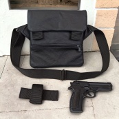 Тактична шкіряна сумка з кобурою, чоловічий месенджер, барсетка - чорний слінг, чоловіча сумка через плече. Зображення №48