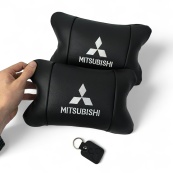 Подушки Mitsubishi з натуральної шкіри, Автоподушки на підголовник + шкіряний брелок з логотипом. Зображення №5