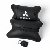 Подушки Mitsubishi з натуральної шкіри, Автоподушки на підголовник + шкіряний брелок з логотипом. Зображення №6
