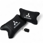 Подушки Mitsubishi з натуральної шкіри, Автоподушки на підголовник + шкіряний брелок з логотипом. Зображення №7