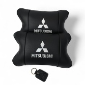 Подушки Mitsubishi з натуральної шкіри, Автоподушки на підголовник + шкіряний брелок з логотипом. Зображення №10