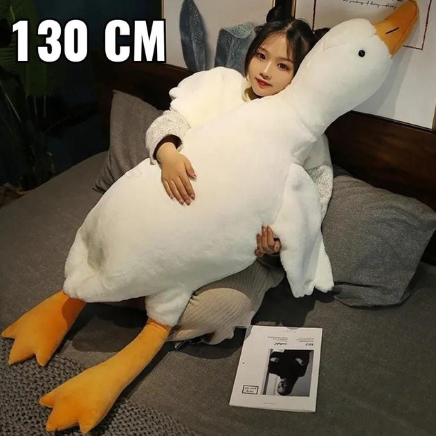 Велика м'яка плюшева іграшка Гусь 130 см, іграшка подушка Гусь-обіймусь Велика м'яка плюшева іграшка Гусь 130 см, іграшка подушка Гусь-обіймусь