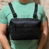 Тактична нагрудна сумка з Cordura 1000D, розгрузка чоловіча чорна. Зображення №12