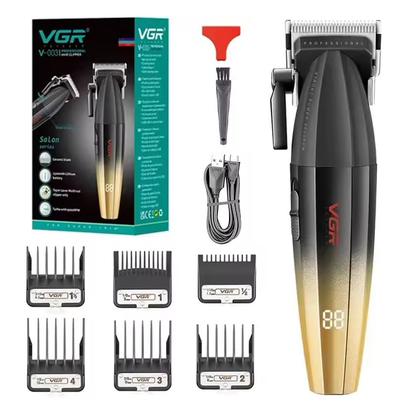 Машинка для стрижки волос аккумуляторная Professional Turbo с разными насадками VGR V-003. Цвет: желтый Машинка для стрижки волос аккумуляторная Professional Turbo с разными насадками VGR V-003. Цвет: желтый