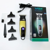 Машинка для стрижки волосся VGR V-975 тример для бороди та вусів. Колір: золотий. Зображення №9