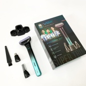 Електробритва 3 в 1 VGR V-625 Акумуляторний триммер для носа, вух, тіла та брів з підставкою. Зображення №12