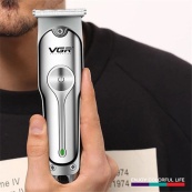 Машинка для стрижки волос аккумуляторная VGR V-071 триммер для бороды и усов, окантовочная машинка. Изображение №6