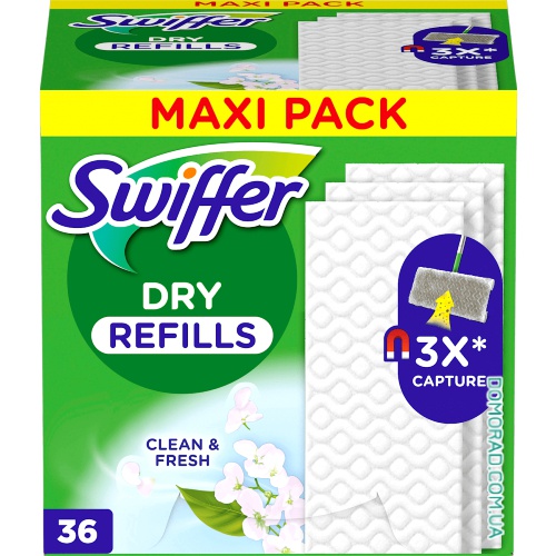 Swiffer Сухі серветки для підлоги DRY 36шт. Swiffer Сухі серветки для підлоги DRY 36шт.