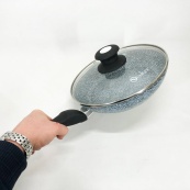 Сковорода UNIQUE UN-5115-24 см із кришкою/граніт світлий. Зображення №7