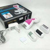 Епілятор Gemei GM-7006 4в1 - Професійний бездротовий епілятор бритва з насадками триммер + пемза. Зображення №8