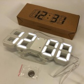 Годинник настільний LY-1089 з білим підсвічуванням LED білий, Годинник електронний світиться, Електронний годинник VST. Зображення №2