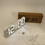 Годинник настільний LY-1089 з білим підсвічуванням LED білий, Годинник електронний світиться, Електронний годинник VST. Зображення №3