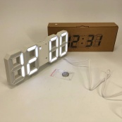 Годинник настільний LY-1089 з білим підсвічуванням LED білий, Годинник електронний світиться, Електронний годинник VST. Зображення №4