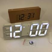 Годинник настільний LY-1089 з білим підсвічуванням LED білий, Годинник електронний світиться, Електронний годинник VST. Зображення №6