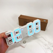 Часы настольные LY-1089 с белой LED подсветкой, синие, Часы настольные профессиональные электронные. Изображение №2