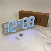 Часы настольные LY-1089 с белой LED подсветкой, синие, Часы настольные профессиональные электронные. Изображение №4