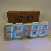 Часы настольные LY-1089 с белой LED подсветкой, синие, Часы настольные профессиональные электронные. Изображение №6