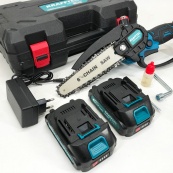 Аккумуляторная цепная мини пила 15 см в кейсе Krafftec (36V 4 Ач) + 2 аккумулятор и индикатором заряда. Изображение №6