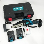 Аккумуляторная цепная мини пила 15 см в кейсе Krafftec (36V 4 Ач) + 2 аккумулятор и индикатором заряда. Изображение №7