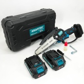 Аккумуляторная цепная мини пила 15 см в кейсе Krafftec (36V 4 Ач) + 2 аккумулятор и индикатором заряда. Изображение №10