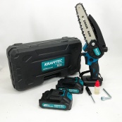Аккумуляторная цепная мини пила 15 см в кейсе Krafftec (36V 4 Ач) + 2 аккумулятор и индикатором заряда. Изображение №12
