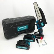 Аккумуляторная цепная мини пила 15 см в кейсе Krafftec (36V 4 Ач) + 2 аккумулятор и индикатором заряда. Изображение №13