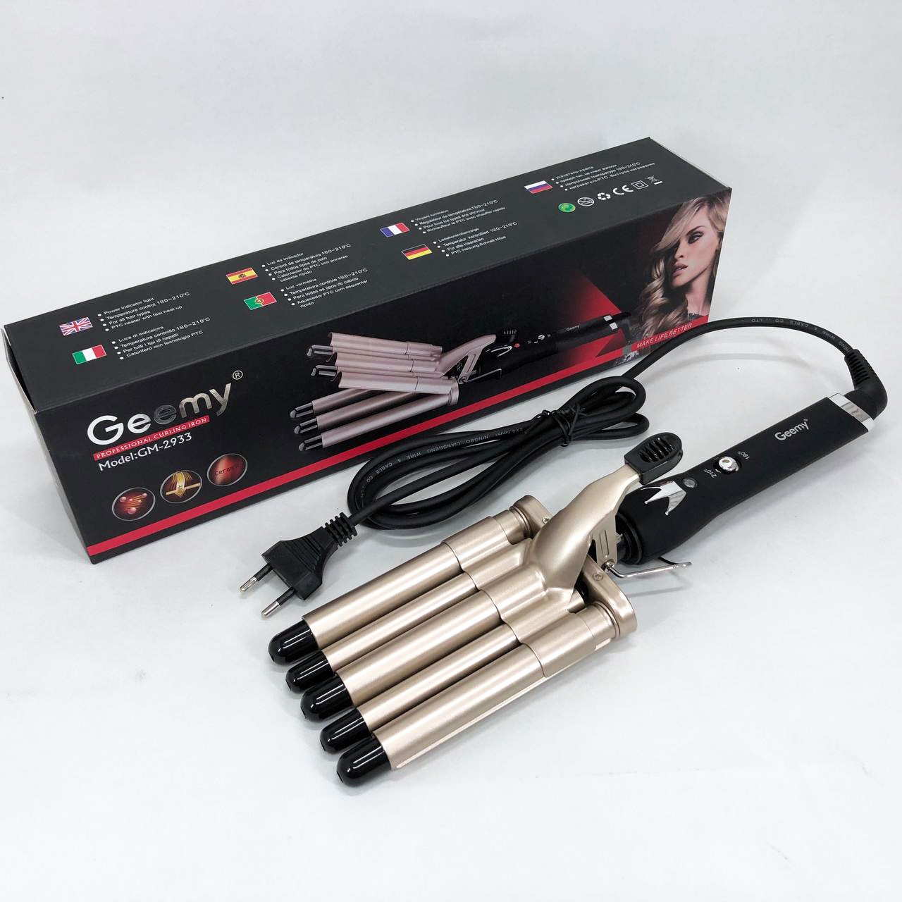 Плойка п'ять хвиль GEMEI GM-2933, стайлер для завивки, стайлер для укладання, плойка для завивки Плойка п'ять хвиль GEMEI GM-2933, стайлер для завивки, стайлер для укладання, плойка для завивки