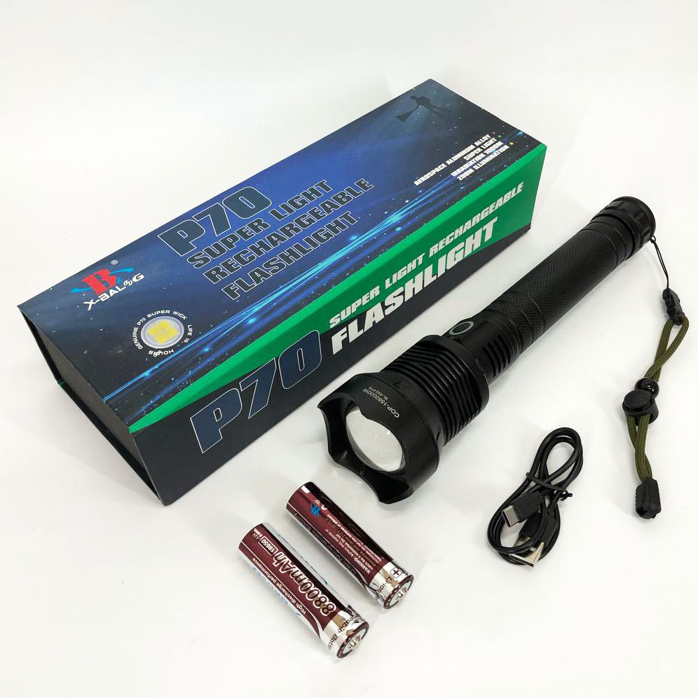 Мощный фонарик аккумуляторный тактический X-Balog BL-X92-P70 с зарядкой от USB, тактичный фонарь Мощный фонарик аккумуляторный тактический X-Balog BL-X92-P70 с зарядкой от USB, тактичный фонарь