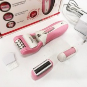 Епілятор депілятор жіночий електричний бездротовий + триммер + пемза 3 в 1 Gemei GM-3052. Зображення №2