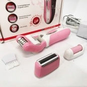 Епілятор депілятор жіночий електричний бездротовий + триммер + пемза 3 в 1 Gemei GM-3052. Зображення №10