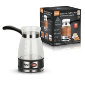 Електрична турка для кави RAF R.125 Кавоварка зі скляною чашею 500мл 600 Вт. Колір: чорний. Зображення №2