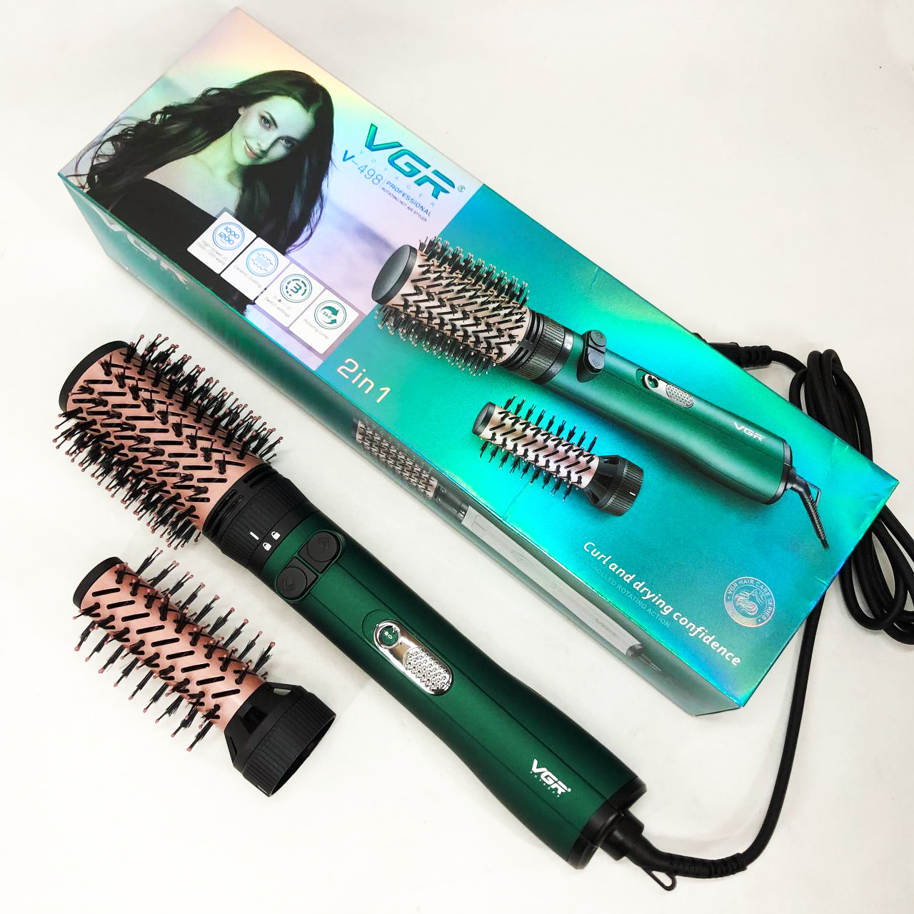 Фен щітка для волосся 2 в 1 VGR V-498, стайлер браш, Фен для красивого укладання волосся, Фен для ламкого волосся Фен щітка для волосся 2 в 1 VGR V-498, стайлер браш, Фен для красивого укладання волосся, Фен для ламкого волосся