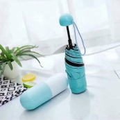 Компактна парасолька в капсулі-футлярі синій, маленька парасолька в капсулі. Колір: блакитний. Зображення №3