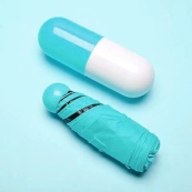 Компактна парасолька в капсулі-футлярі синій, маленька парасолька в капсулі. Колір: блакитний. Зображення №14