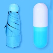 Компактна парасолька в капсулі-футлярі синій, маленька парасолька в капсулі. Колір: блакитний. Зображення №24