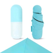 Компактна парасолька в капсулі-футлярі синій, маленька парасолька в капсулі. Колір: блакитний. Зображення №35